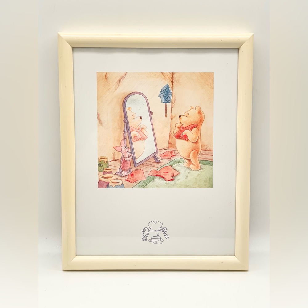 Vintage Disney Winnie The Pooh Framed Art Piece, 10.25”X8.25”